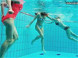 trio naked chicks have joy underwater